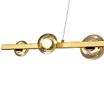 Люстра светодиодная линейная с 6-ю круглыми плафонами коньячного цвета Iona Chandelier Brass  варинант исполнения - 2 | Loft Concept в Костроме