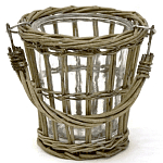Кашпо стеклянное в плетёной корзине Timber варинант исполнения - 1 | Loft Concept в Костроме