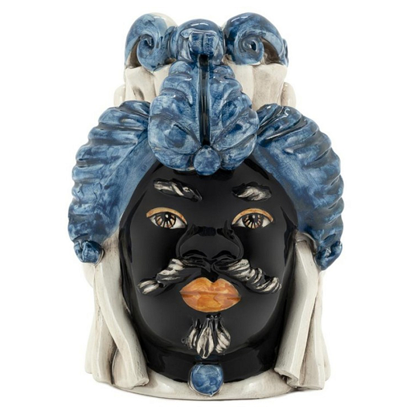 Ваза Vase Moro Man Small Blue Черный Синий Бежевый Ваза Vase Moro Man Small Blue Черный Синий Бежевый в Костроме | Loft Concept