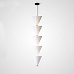 Подвесной светильник светодиодный в виде ряда белых металлических конусов  Herringbone варинант исполнения - 3 | Loft Concept в Костроме