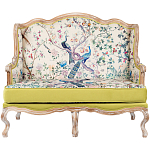 Диван из натурального бука бежевый с изображением птиц и цветов Beige Green Chinoiserie Garden Sofa варинант исполнения - 7 | Loft Concept в Костроме