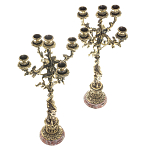 Подсвечники из бронзы на 10 свечей на подставке из камня креноид Stone Candlestick варинант исполнения - 2 | Loft Concept в Костроме