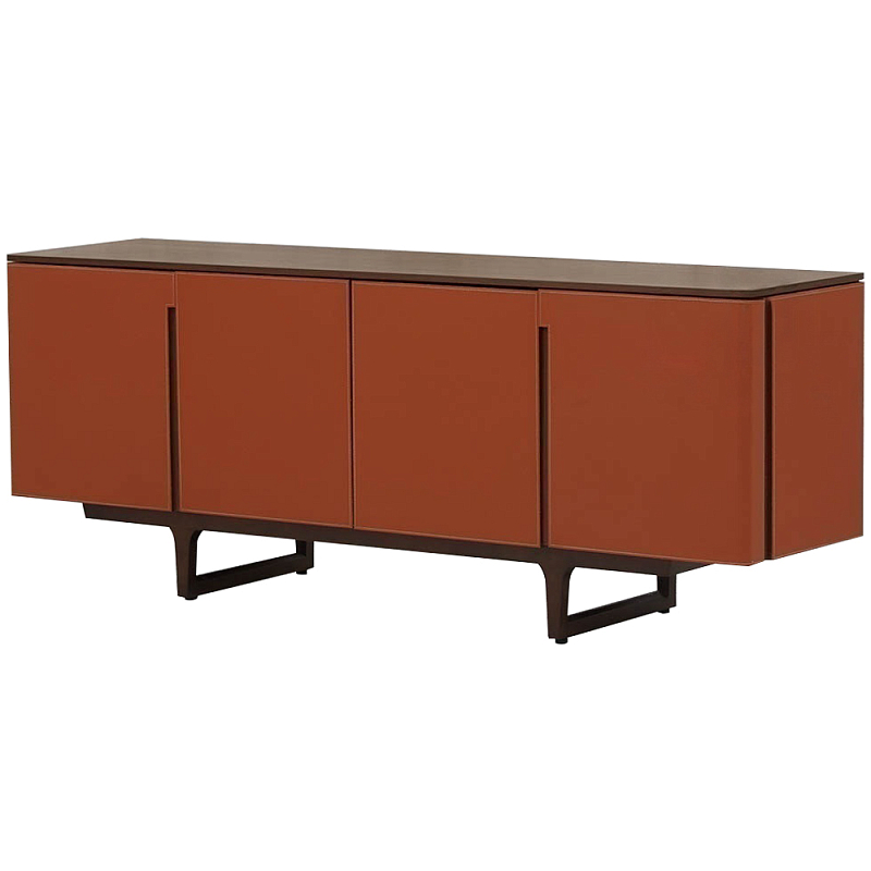 Комод с декором из кожи Orange Leather Chest of Drawers Оранжевый Коричневый Комод с декором из кожи Orange Leather Chest of Drawers Оранжевый Коричневый в Костроме | Loft Concept