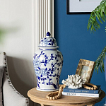 Ваза с крышкой и синим цветочным узором Blue & White Ornament  варинант исполнения - 8 | Loft Concept в Костроме