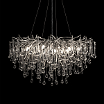 Люстра подвесная с прозрачными стеклянными подвесками в форме капель Диаметр 80 см Droplet Chandelier варинант исполнения - 6 | Loft Concept в Костроме