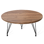 Стол журнальный c коричневой круглой столешницей на трех металлических ножках Charm Coffee Table варинант исполнения - 1 | Loft Concept в Костроме