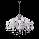 Люстра многоярусная с 30-ю белыми текстильными абажурами и хрустальными подвесками Lustre Reverie варинант исполнения - 2 | Loft Concept в Костроме