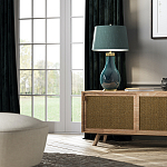 Настольная лампа с коническим дымчато-зелёным абажуром из искусственного шёлка Quintiesse варинант исполнения - 3 | Loft Concept в Костроме