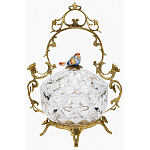 Конфетница с бронзовой ручкой и фарфоровой птичкой на крышке Eden Garden варинант исполнения - 1 | Loft Concept в Костроме