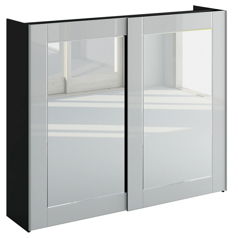 Шкаф-купе White Crystal Черный Белый Зеркало в Костроме | Loft Concept 