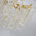 Люстра подвесная с золотистыми ветками и стеклянными подвесками в виде листьев Длина 130 см FAIRYTREE Light варинант исполнения - 4 | Loft Concept в Костроме