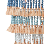 Люстра трехъярусная с декором из круглых деревянных бусин с кисточками Blue Wooden Beads Chandelier варинант исполнения - 2 | Loft Concept в Костроме