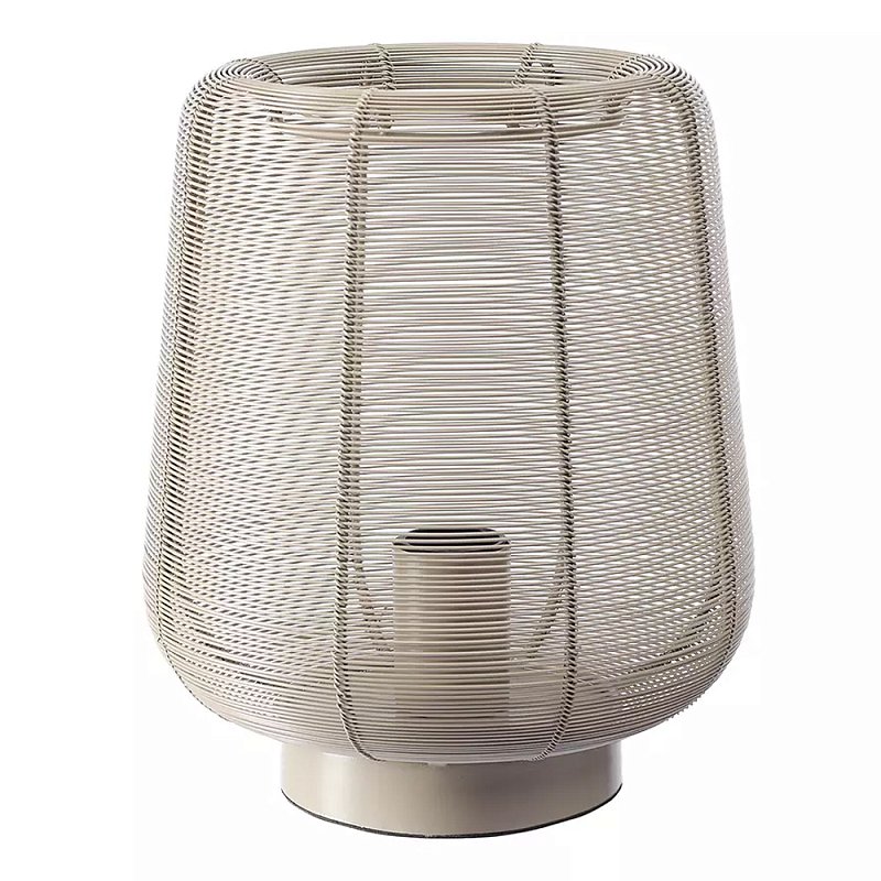 Настольная лампа с плетеным металлическим плафоном Wicker Iron Lamp Бежевый Черный Настольная лампа с плетеным металлическим плафоном Wicker Iron Lamp Бежевый Черный в Костроме | Loft Concept