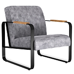 Кресло серый велюр с жесткими подлокотниками на полозьях Ashton варинант исполнения - 1 | Loft Concept в Костроме