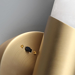 Бра с вытянутым цилиндрическим плафоном из белого алебастра на круглом основании Латунь Cryptocrystalline Stone варинант исполнения - 3 | Loft Concept в Костроме