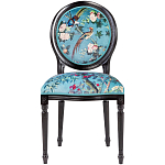 Стул из массива бука бирюзовый с изображением птиц и цветов Turquoise Chinoiserie Birds Garden Chair варинант исполнения - 1 | Loft Concept в Костроме