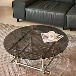 Дизайнерский журнальный стол с круглой столешницей на стальном основании Rivetyk варинант исполнения - 3 | Loft Concept в Костроме