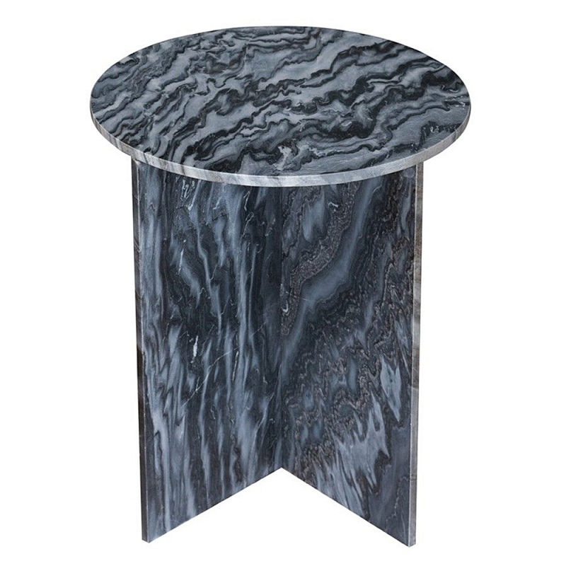 Столик кофейный с столешницей из черного мрамора Compact Black Marble Table Черный Мрамор Nero в Костроме | Loft Concept 