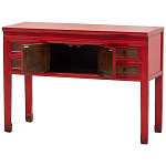 Деревянная консоль в китайском стиле с ящиками и дверцами красная Chinese Console Table варинант исполнения - 3 | Loft Concept в Костроме