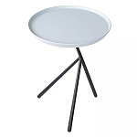 Столик приставной с круглой серой столешницей и черным основанием Round Stable Table варинант исполнения - 2 | Loft Concept в Костроме