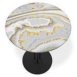 Стол журнальный с круглой столешницей из стекла Gray and Gold Marble варинант исполнения - 2 | Loft Concept в Костроме