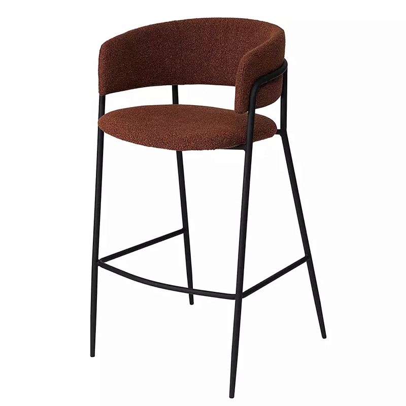 Стул полубарный с каркасом из металла и мягким сиденьем и спинкой Soft and Practical Капучино Терракотовый Стул полубарный с каркасом из металла и мягким сиденьем и спинкой Soft and Practical Капучино Терракотовый в Костроме | Loft Concept