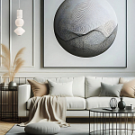 Подвесной светильник белого цвета с тремя геометрическими плафонами Alora Mood варинант исполнения - 7 | Loft Concept в Костроме