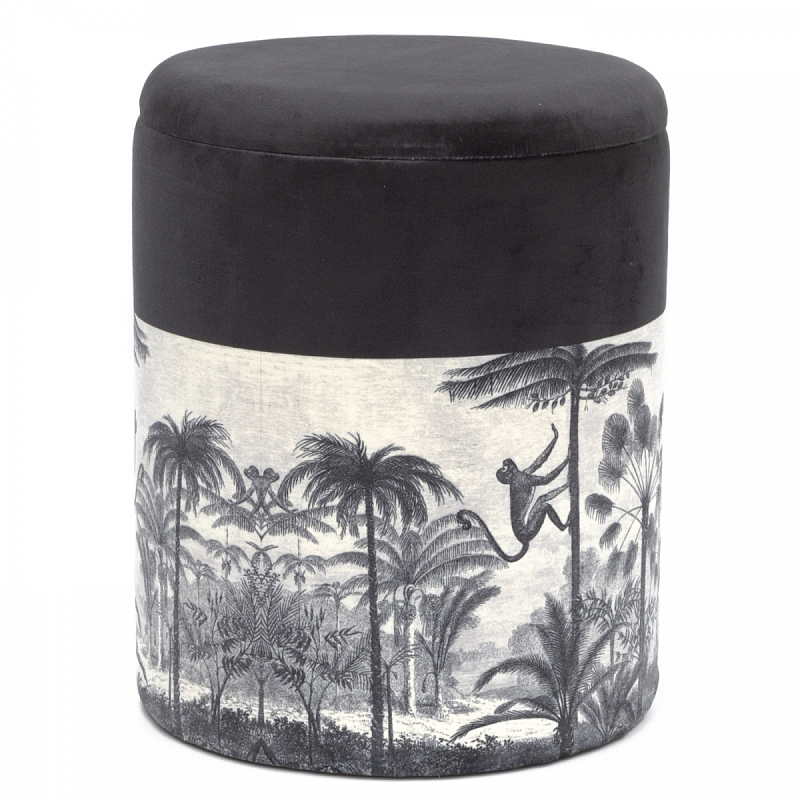 Пуф PUF Jungle Print с крышкой Мульти Черный Пуф PUF Jungle Print с крышкой Мульти Черный в Костроме | Loft Concept