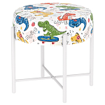 Пуф детский круглый с принтом на 4-х белых ножках Dinosaurs CHILDHOOD варинант исполнения - 1 | Loft Concept в Костроме