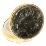 Таблетница карманная круглая с 3-мя отделениями и накладкой из натурального камня Серафинит Gold Stone Pillboxes варинант исполнения - 2 | Loft Concept в Костроме