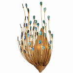 Бра настенное золотое с декором из бирюзовых элементов Peacock Tail варинант исполнения - 2 | Loft Concept в Костроме