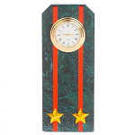 Часы погон ВС подарочные настольные из натурального камня Змеевик Military Clock варинант исполнения - 13 | Loft Concept в Костроме