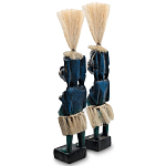Комплект из 2-х деревянных статуэток Asmat Straw Headdress Statuettes Dark Blue варинант исполнения - 2 | Loft Concept в Костроме