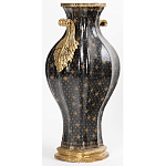 Ваза черного цвета из фарфора с золотистым узором и бронзовыми ручками Высота 39.5 см Eden Garden porcelain and bronze варинант исполнения - 1 | Loft Concept в Костроме