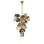 Люстра подвесная вытянутой формы с плафонами из стекла и металла с двумя вертикальными подвесками Gilded Mirage  варинант исполнения - 2 | Loft Concept в Костроме