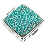 Таблетница карманная квадратная с 2-мя отделениями с зеркалом и накладкой из натурального камня Амазонит Silver Stone Pillboxes варинант исполнения - 1 | Loft Concept в Костроме