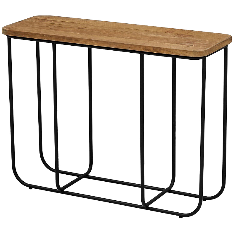 Консоль с деревянной столешницей Lyon Wood Metal Console Коричневый Черный Консоль с деревянной столешницей Lyon Wood Metal Console Коричневый Черный в Костроме | Loft Concept