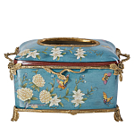 Салфетница прямоугольная голубого цвета с цветами и бабочками Blue Garden варинант исполнения - 1 | Loft Concept в Костроме