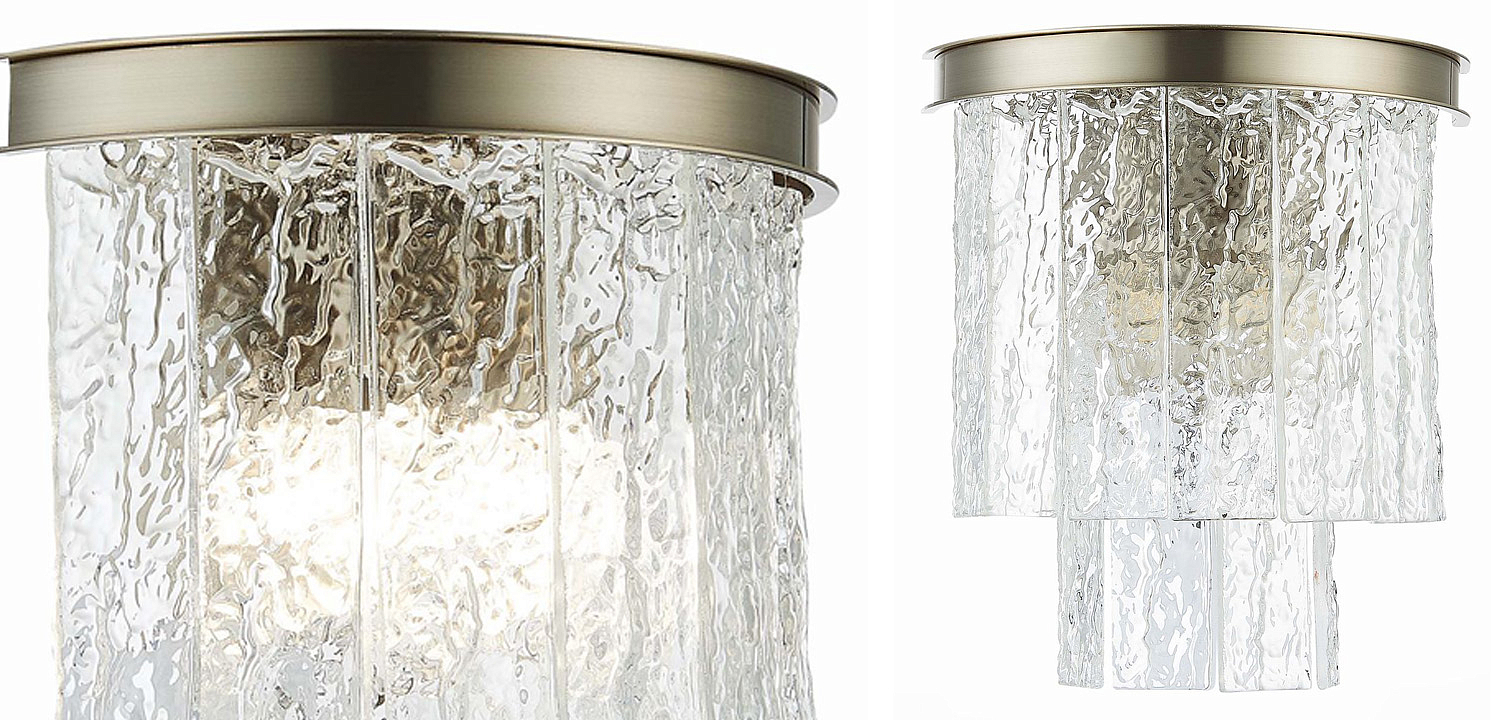 Бра Renea Textured Glass Wall Lamp Nickel Бра Renea Textured Glass Wall Lamp Nickel - Loft-Concept в Костроме