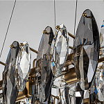 Люстра подвесная с овальными подвесками из стекла дымчатого цвета Harlow Crystal Round варинант исполнения - 3 | Loft Concept в Костроме