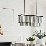 Люстра линейная прямоугольная с подвесками из натурального перламутра Nacre варинант исполнения - 5 | Loft Concept в Костроме