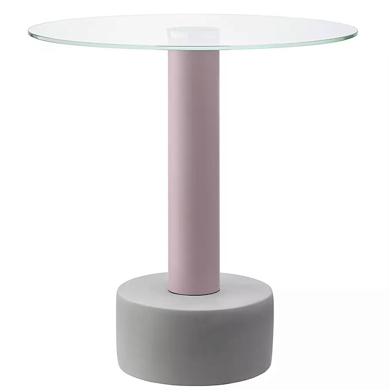 Кофейный столик с круглой прозрачной столешницей на розовом основании Round Table Розовый Синий Прозрачный Кофейный столик с круглой прозрачной столешницей на розовом основании Round Table Розовый Синий Прозрачный в Костроме | Loft Concept