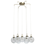 Люстра с 7-ю плафонами из прозрачного стекла в форме шара Orb Cascade  варинант исполнения - 4 | Loft Concept в Костроме