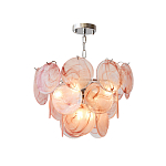 Люстра с каскадом из круглых розовых стеклянных дисков Pink Light Waterfall варинант исполнения - 2 | Loft Concept в Костроме