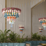 Люстра круглая с декором из разноцветных элементов в виде листьев Changing Seasons варинант исполнения - 12 | Loft Concept в Костроме