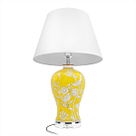 Настольная лампа желтая с изображением белых птиц Flight Among Acacia варинант исполнения - 3 | Loft Concept в Костроме