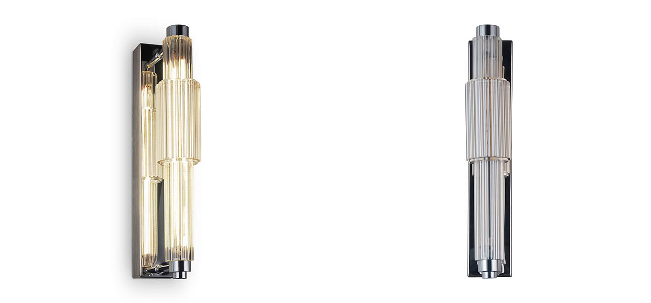 Бра с вертикальным узким плафоном Fuse Crystal Beige Бра с вертикальным узким плафоном Fuse Crystal Beige - Loft-Concept в Костроме