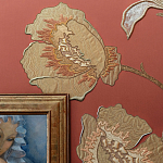 Обои с вышивкой ручной работы Deco Flowers Original colourway on wool sateen варинант исполнения - 2 | Loft Concept в Костроме