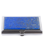 Визитница карманная металлическая с накладкой из натурального камня Лазурит Stone Business Card Holders  варинант исполнения - 1 | Loft Concept в Костроме