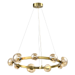 Люстра подвесная светодиодная с 9-ю круглыми плафонами коньячного цвета Iona Chandelier Brass  варинант исполнения - 1 | Loft Concept в Костроме
